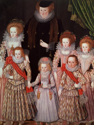 De Tasburgh Groep: Lettice Cressy, Lady Tasburgh van Bodney, Norfolk en haar Kinderen, ca. 1605 door English School